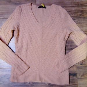 Pink Ralph Lauren 100% cashmere v neck sweater